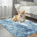 Small Shag Area Rug for Bedroom, 2x3 Dark Blue Tie-Dyed Soft Plush Carpet | by Junhejiamei