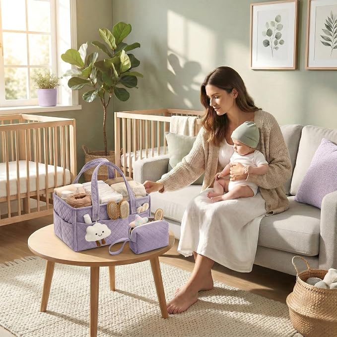 Baby Diaper Caddy Organizer, Baby Basket Shower Gift, Portable Changing Table - Image 6
