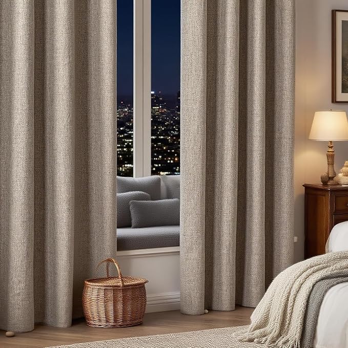 IGEMAEVE Blackout Curtains for Bedroom Rod Pocket Linen 52" W x 96" L | Living by IGEMAEVE