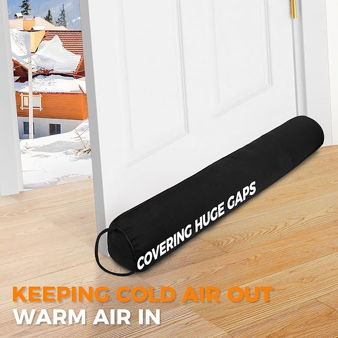 TORRAMI Under Door Draft Stoppers 32 Inch, Heavy Triangle Stop Draft Block Cold Air/Wind/Breeze Noise Blocker Door Sweeps Weather Stripping Bottom Seal Black