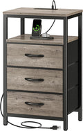 Huuger Nightstand with Charging Station, 27.6 Inch Bedside Table, Side Table | by Huuger