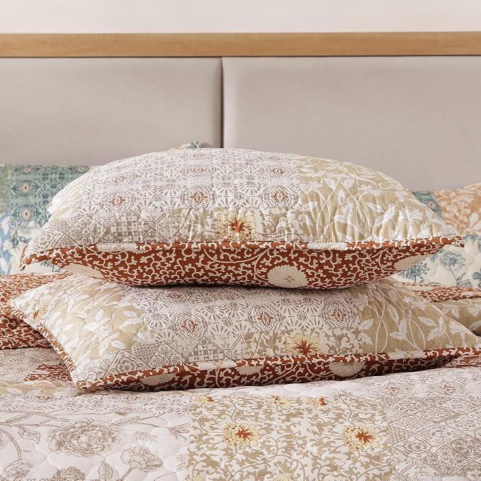 Quilts Queen Size-3 Pieces Soft Queen Bedspread Floral Patchwork Quilt | - Image 4