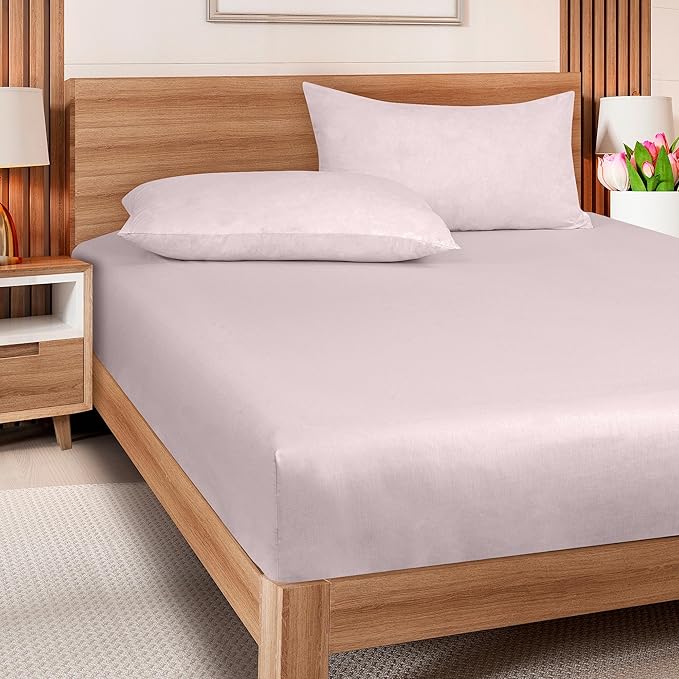 ROYALE LINENS 300 Thread Count 100% Long Staple Combed Cotton Fitted Sheet King - Super Soft Deep Pocket Bottom Sheet - Fitted Sheets Only - Elastic Sheets (King, Lavender)