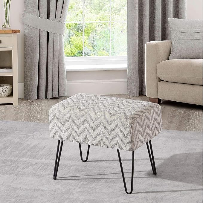 Home Soft Things Jacquard Chenille Ottoman, Arusha - Image 4