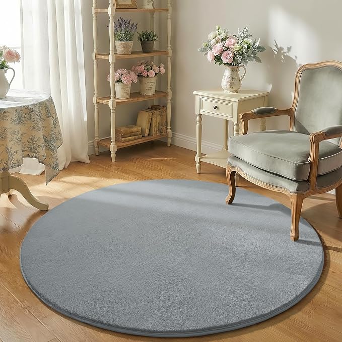 Grey Round Area Rugs 6ft Circle Rugs - Image 6