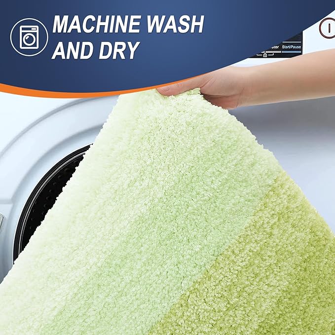 OLANLY Bathroom Rugs Mat 24x16, Extra Soft Absorbent Microfiber Bath Rugs, Rubber Backing, Quick Dry, Machine Washable Bath Mats for Bathroom Floor, Tub and Shower, Home Decor Accessories, Light Green