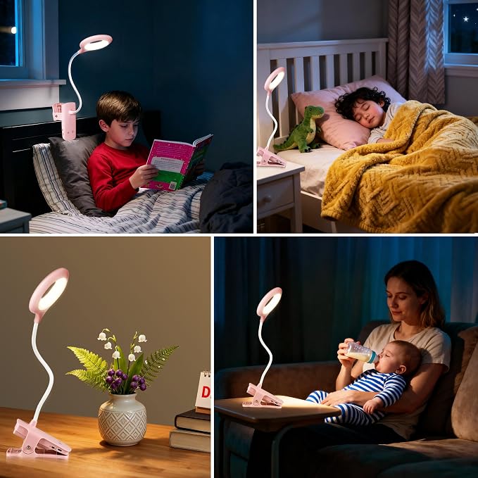 Akynite Clip on Light LED Desk Lamp 5 Brightness+5 Colors Rechargeable Lamp | - Image 6
