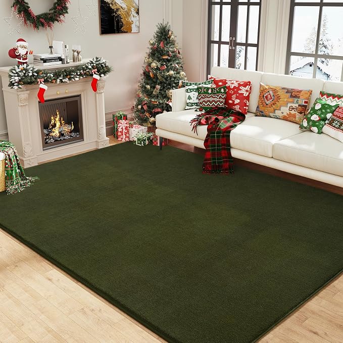 Olive Green Area Rugs for Bedroom Living Room, 5x8 Memory Foam Rug | Thickened - Image 5