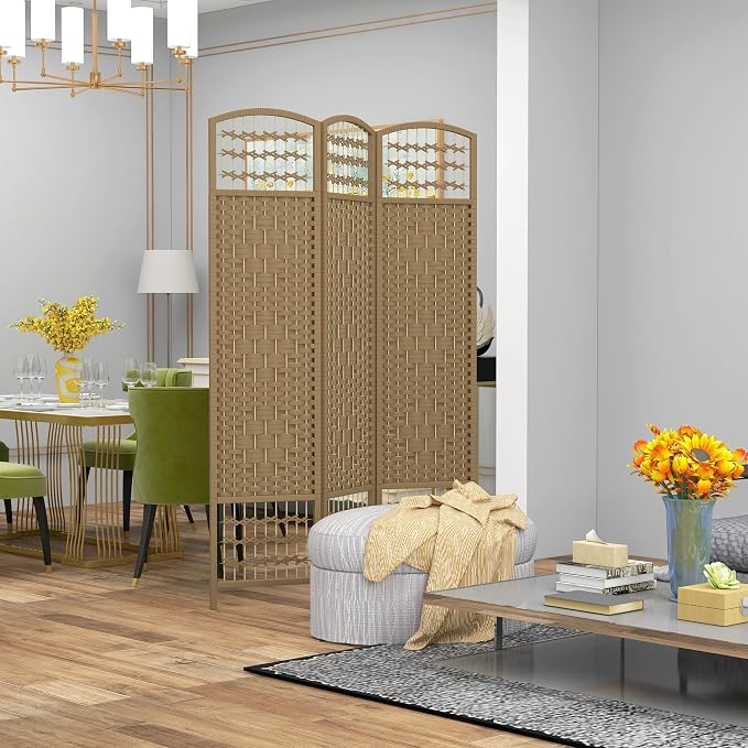 HOMCOM 3 Panel Room Divider, Folding Privacy Screen, Natural | Room Separator - Image 2