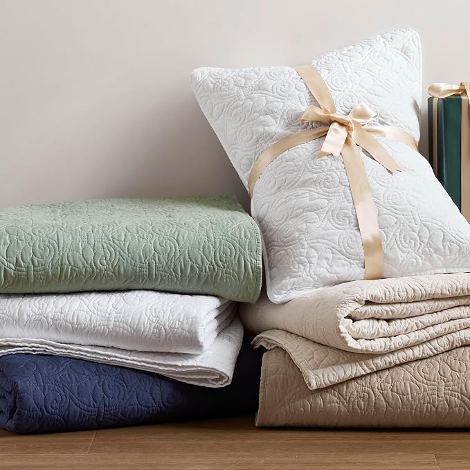 Madison Park Full Quilt Bedding Set, Cottage-Inspired Damask, Classic Stitch - Image 9