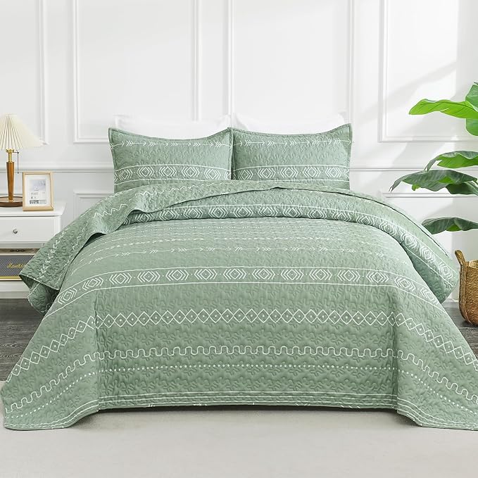 Sage Green California King Quilt Set by Andency