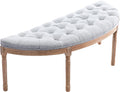 chairus 55" Button Tufted Semi-Circle Dining Bench Linen Halfmoon Entryway by CHAIRUS