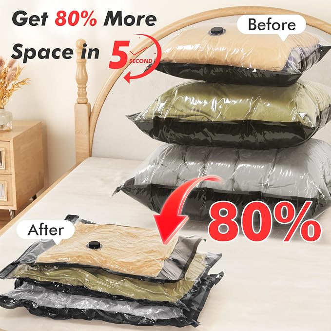MEIQIHOME 20 Pack PackEase Travel Vacuum Bags 1800mAh Wireless Pump, 80% - Image 4