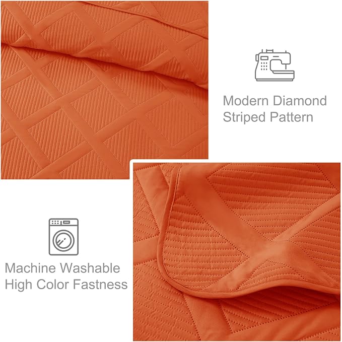 Exclusivo Mezcla Twin Size Quilt Set, Burnt Orange | Soft Bedspreads - Image 5