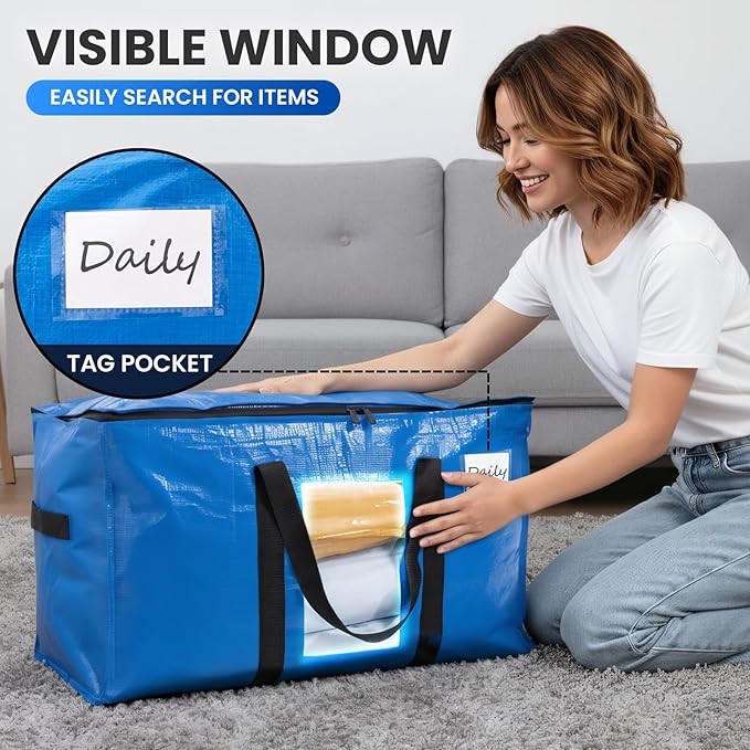 TAILI 8 Pack Blue Extra Large Moving Bags, Storage Bags - Image 5