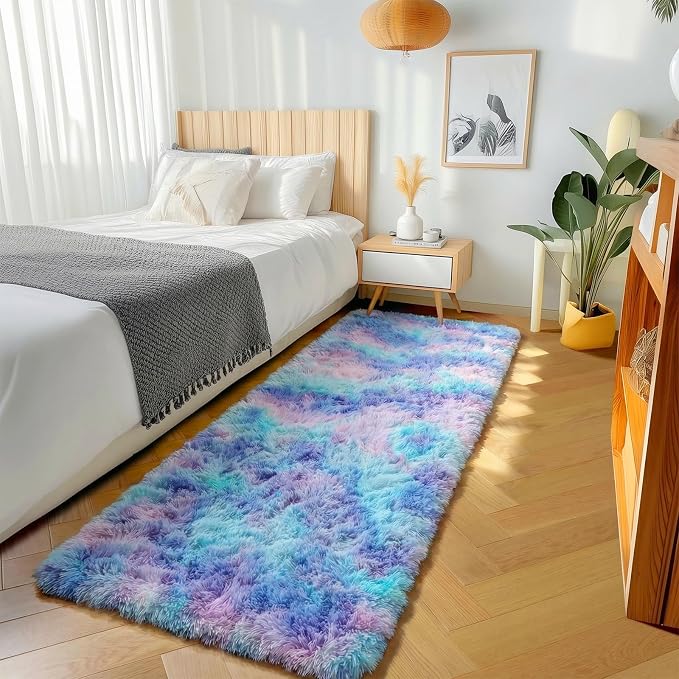Rainbow Runner Rugs for Bedroom Living Room, Fluffy 2x6 Bedside Hallway Area Rug - Image 5