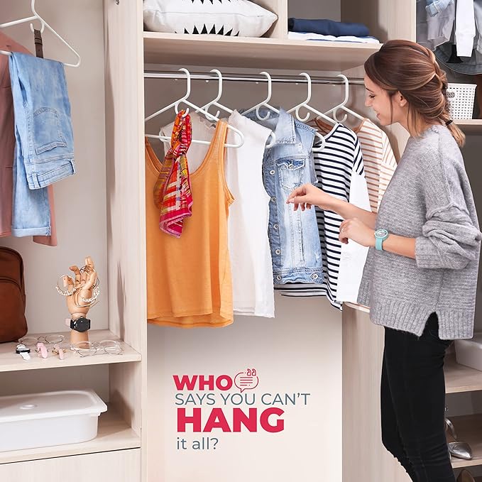 Neaties Heavy Duty Clothes Hangers 50+ Pack (72 Count) – Made in The USA – 8lb Capacity Plastic Hangers for Adult Clothing – Durable for Pants, Coats, Jackets, or Jeans – White & Black