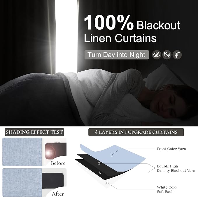Dusty Blue Blackout Nursery Curtains 102 Inch Length - Image 2