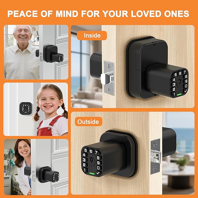 Richelock IU52 Double-Sided Keypad Door Lock, All-Weather, Fully Waterproof Keyless Entry with Dual-Sided Programmable Codes, Same Key Both Sides for Outdoor, Indoor, Gate & Fence