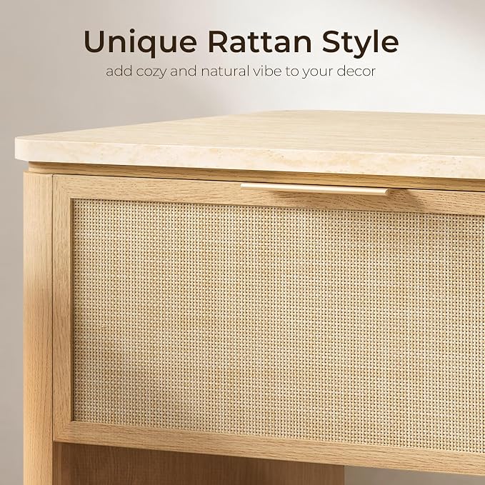 Night Stand, 23.11" W Rattan Nightstand - Image 3