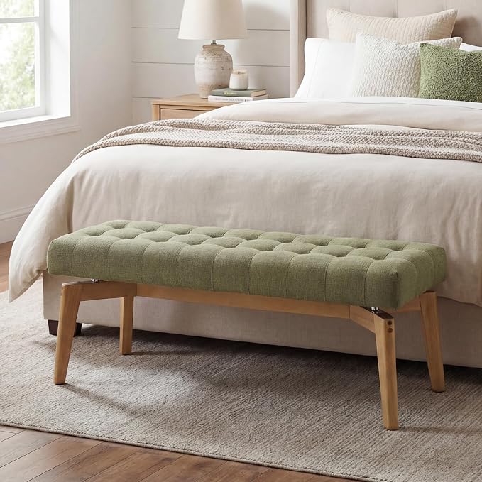DUOMAY Green Upholstered End of Bed Bench - Image 9