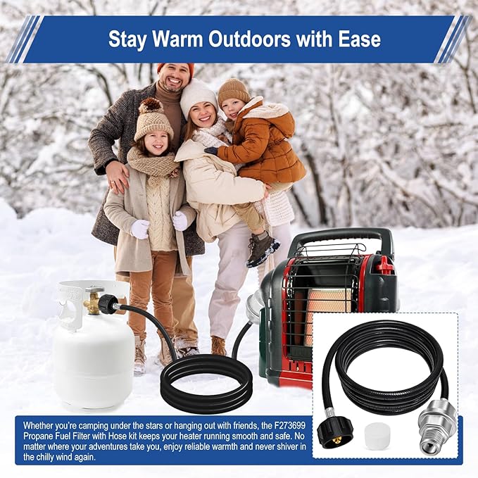Propane Heater Fuel Filter F273699 with 6FT Propane Hose for Buddy Heater, Big Buddy, Little Buddy, Portable Buddy,Connect 20-45 lb Propane Tanks,Replaces F276163 F273704 F273701 F273702 Etc.