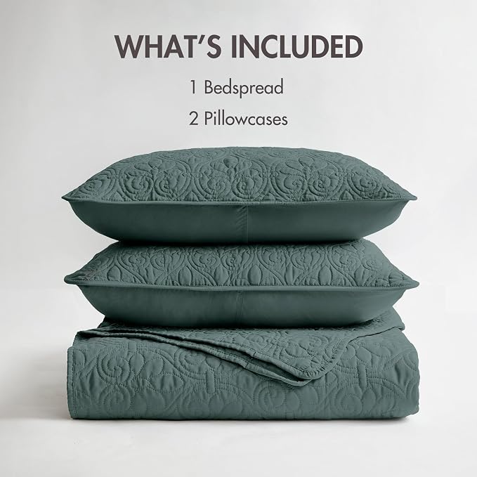 Madison Park Queen Quilt Bedding Set, Cottage-Inspired Damask, Classic Stitch - Image 9