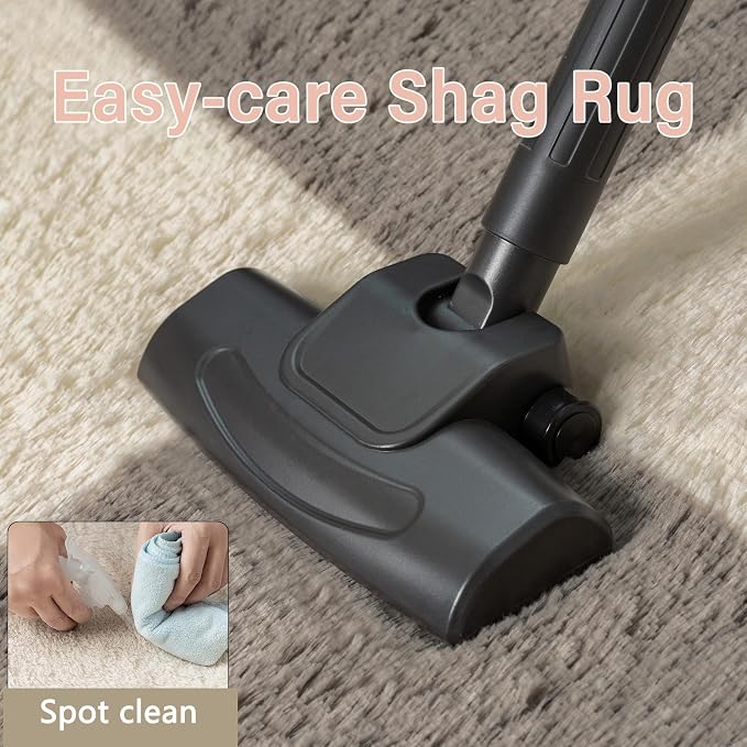 Grey 7x10 Area Rug for Living Room Soft Checkered Shag Carpet | Machine Washable - Image 5