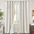 Plaid Curtains 90 Inches Long, 2 Panels Each 52 Wide, Natural | Linen Textured by Lajode