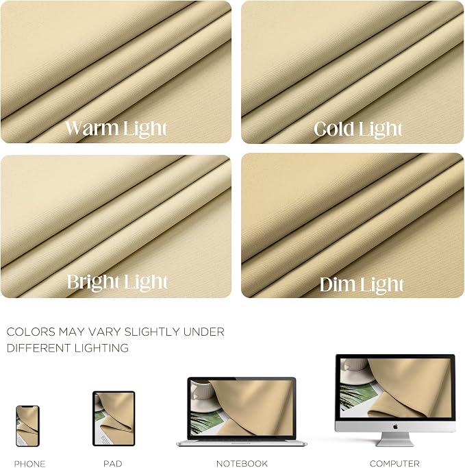 CUCRAF Beige Blackout Curtains 72 inch Length 2 Panels Set, Room Darkening - Image 4