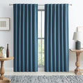 100% Blackout Linen Textured Curtains 96 Inches Long, Energy Smart Black Out by KEQIAOSUOCAI