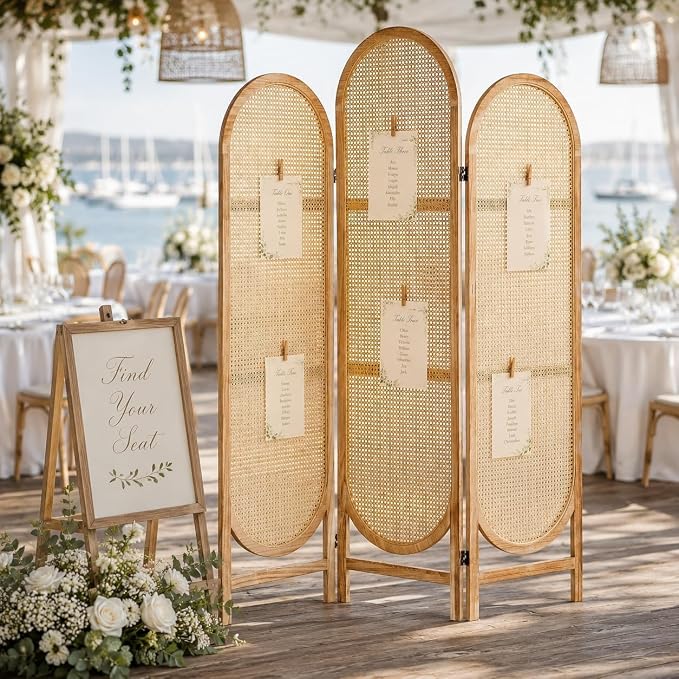 3 Panel Rattan Room Divider, Arched Room Divider Screen, Natural | Room Divider - Image 7