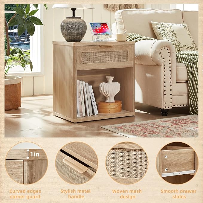 LEYAOYAO Rattan 23" Nightstands Set of 2 - Image 5