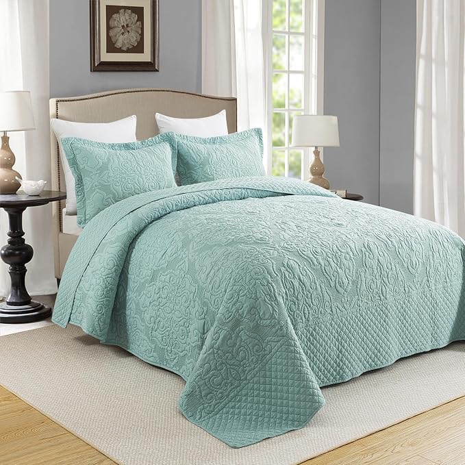 3-Piece King Quilt Set Quilted Bedspread Oversized Microfiber Lightweight - Image 3