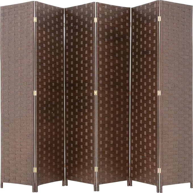 Room Divider Wood Screen 6 Panel Folding Portable Partition Screens Wooden Mesh by FDW
