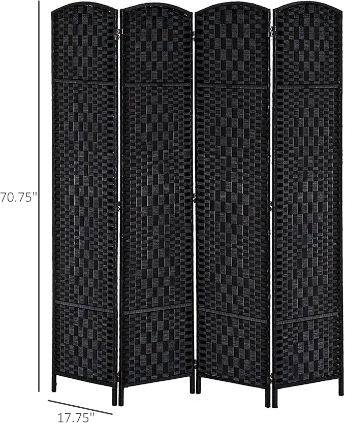 HOMCOM Room Divider 4-Panel, 6FT-Tall Folding Privacy Screen, Hand-Woven Design - Image 7