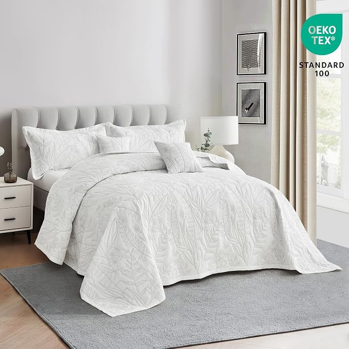HZ & HY Oversized King Bedspreads, 5-Piece Quilt Set, Lightweight Reversible - Image 3