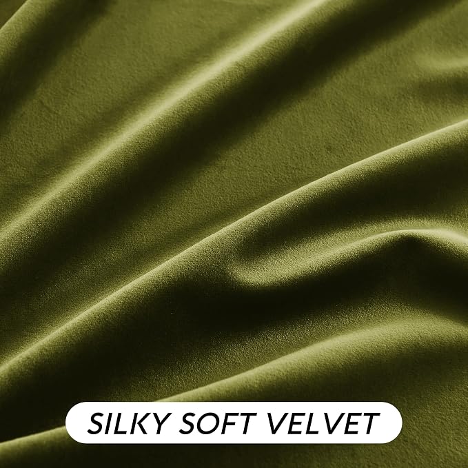 RYB HOME Moss Green Velvet Curtains 72 inches - Image 5