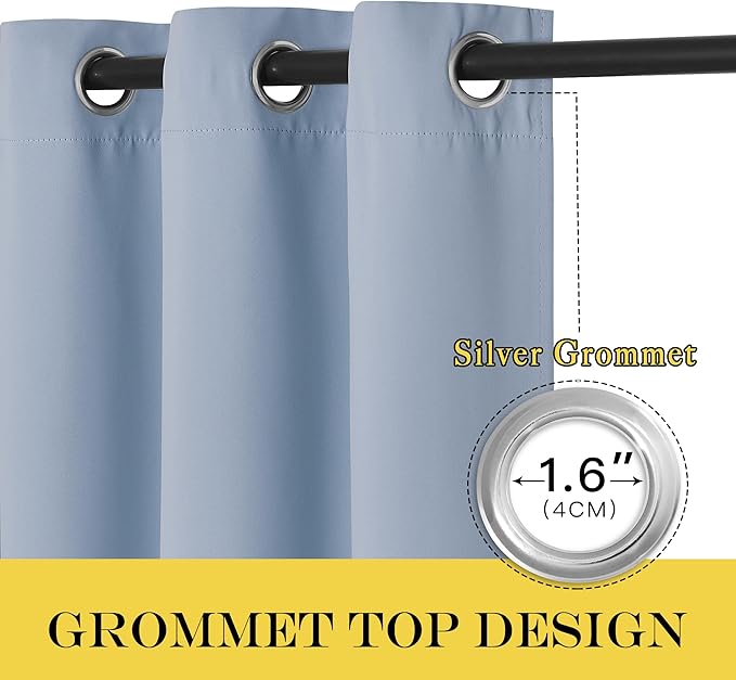 NICETOWN Blackout Vintage Blue Bedroom Curtain 84 inches Long, Grommet Thermal - Image 6