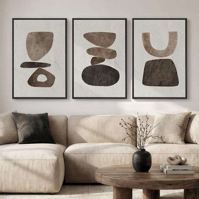 Large Framed Neutral Abstract Canvas Wall Art by Cuspin