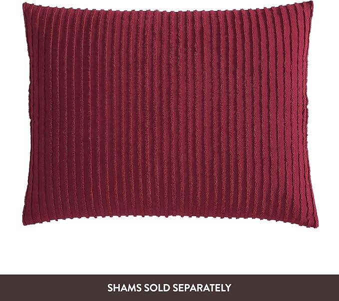 Beatrice Home Fashions Full Channel Chenille Bedspread, Burgundy | Soft - Image 5