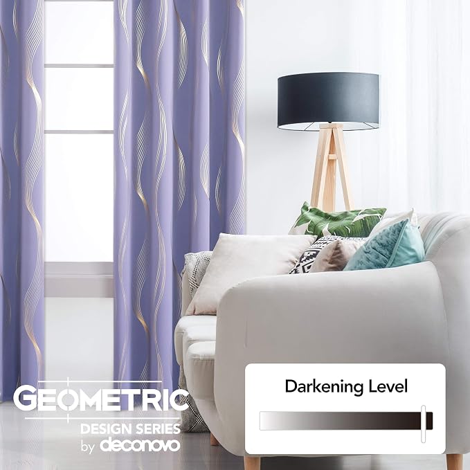 Deconovo Curtains for Living Room, Pattern Blackout Curtains 108 Inch Long | - Image 3
