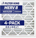 Filter King 4.5x4.5x1 Air Filter | 4-PACK | MERV 8 HVAC Pleated A/C Furnace Filters | MADE IN USA | Actual Size: 4.5 x 4.5 x .75"