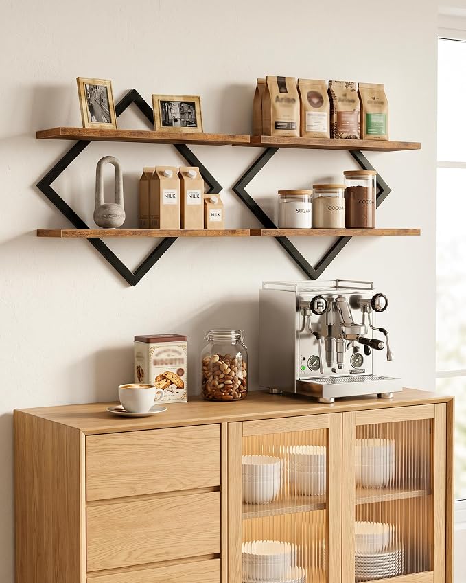 Floating Shelves, 2-Tier Hanging Shelves, Wall Shelf Set of 2, Wall Mounted - Image 3