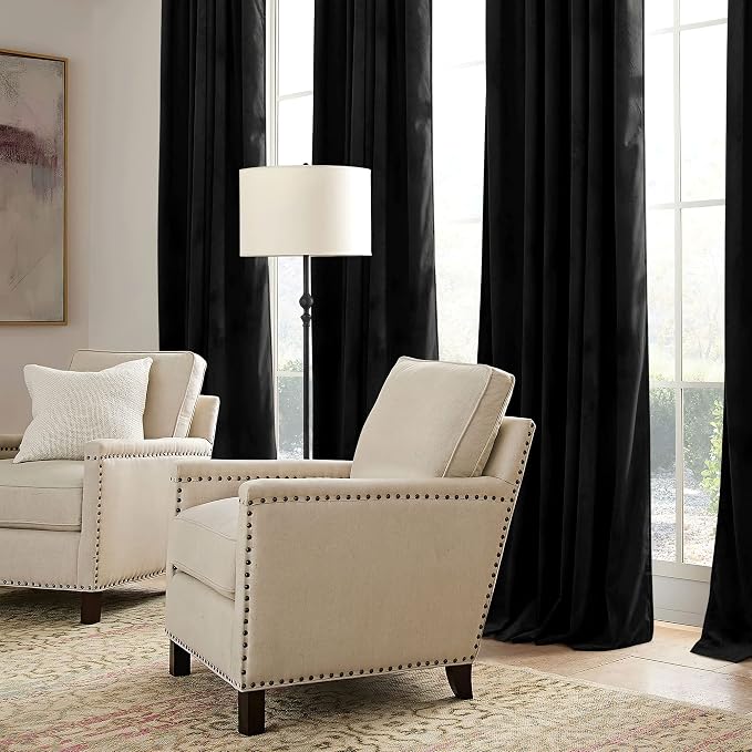 RYB HOME Black Velvet Blackout Curtains 84 inches - Image 6