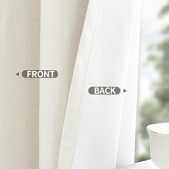 YoungsTex Linen Blackout Curtains 45 Inch Length, Grommet Darkening Drapes | - Image 6