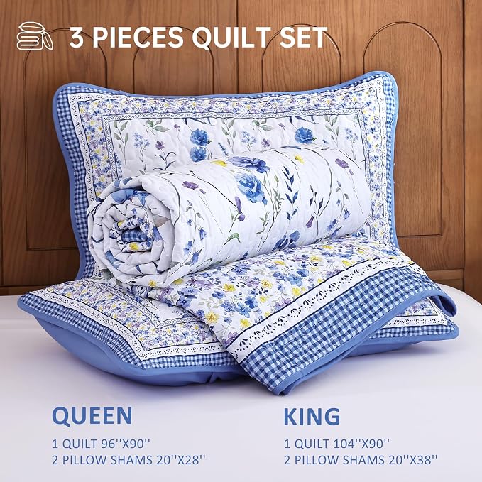 WONGS BEDDING Floral Quilt Set Queen - Image 7