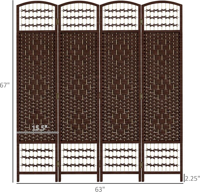 HOMCOM 4 Panel Room Divider, Folding Privacy Screen, Wave Fiber Freestanding - Image 7