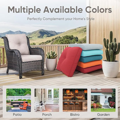 10-Piece Outdoor Patio Cushion Set - Fade & Water Resistant with Removable Olefin Cover, 22x24x4 Inch Memory Foam Cushions for Wicker Sectional Sofa – Beige/Buckle