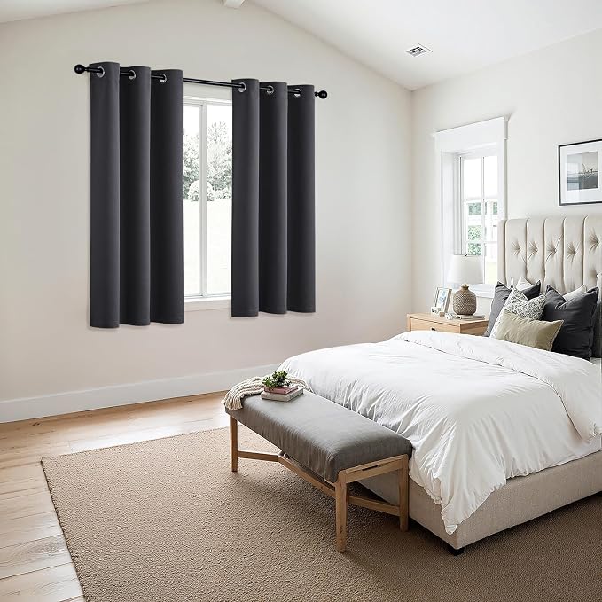 MIULEE Blackout Curtains for Bedroom 2 Panels 40 x 54 Inch Long Dark Grey | - Image 6